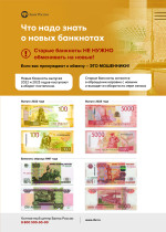 О поступлении в оборот модернизированных банкнот номиналом 100  и 5000 рублей.